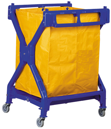 Laundry Plastic X-frame Blue Cart + Yellow Bag